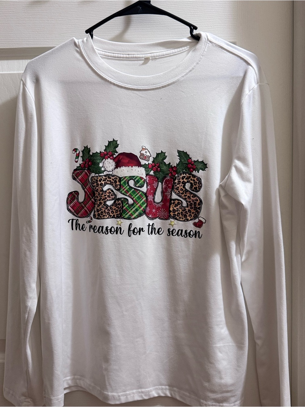White Christmas 'Jesus' Graphic Long Sleeve Tee